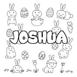 Coloriage pr&eacute;nom JOSHUA - d&eacute;cor Paques