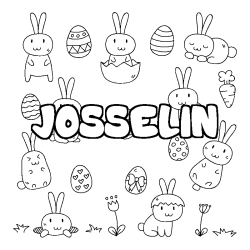 Coloriage pr&eacute;nom JOSSELIN - d&eacute;cor Paques
