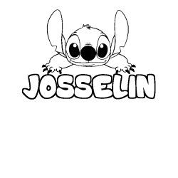 Coloriage prénom JOSSELIN - décor Stitch