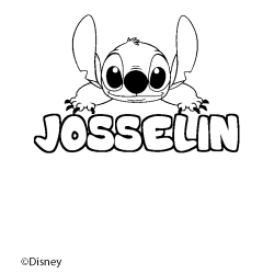 Coloriage pr&eacute;nom JOSSELIN - d&eacute;cor Stitch