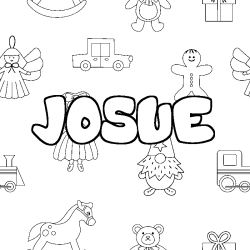 Coloriage pr&eacute;nom JOSUE - d&eacute;cor Jouets