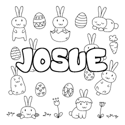 Coloriage pr&eacute;nom JOSUE - d&eacute;cor Paques
