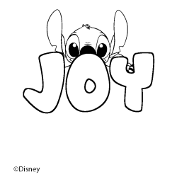 Coloriage pr&eacute;nom JOY - d&eacute;cor Stitch