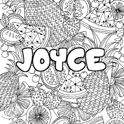 Coloriage pr&eacute;nom JOYCE - d&eacute;cor Mandala fruits