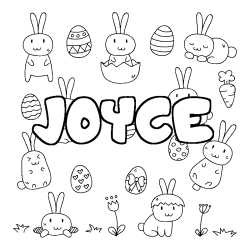 Coloriage pr&eacute;nom JOYCE - d&eacute;cor Paques