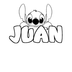 Coloriage prénom JUAN - décor Stitch