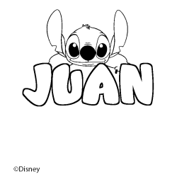 Coloriage pr&eacute;nom JUAN - d&eacute;cor Stitch