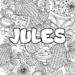 Coloriage prénom JULES - décor Mandala fruits