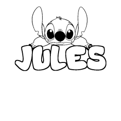 Coloriage prénom JULES - décor Stitch