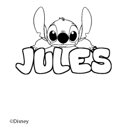 Coloriage pr&eacute;nom JULES - d&eacute;cor Stitch