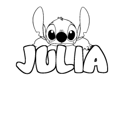 Coloriage prénom JULIA - décor Stitch
