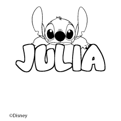Coloriage pr&eacute;nom JULIA - d&eacute;cor Stitch