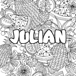 Coloriage prénom JULIAN - décor Mandala fruits