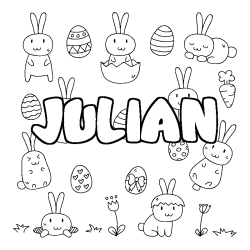 Coloriage pr&eacute;nom JULIAN - d&eacute;cor Paques