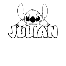 Coloriage prénom JULIAN - décor Stitch