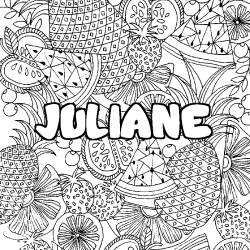 Coloriage prénom JULIANE - décor Mandala fruits