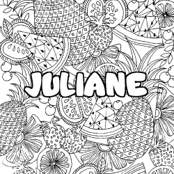 Coloriage pr&eacute;nom JULIANE - d&eacute;cor Mandala fruits