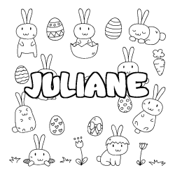 Coloriage pr&eacute;nom JULIANE - d&eacute;cor Paques