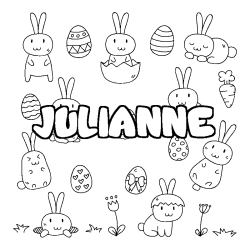 Coloriage pr&eacute;nom JULIANNE - d&eacute;cor Paques