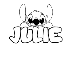 Coloriage prénom JULIE - décor Stitch