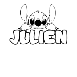 Coloriage prénom JULIEN - décor Stitch