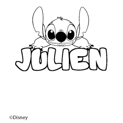 Coloriage pr&eacute;nom JULIEN - d&eacute;cor Stitch