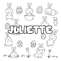 Coloriage prénom JULIETTE - décor Paques