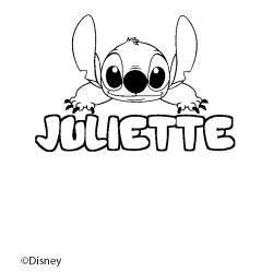 Coloriage pr&eacute;nom JULIETTE - d&eacute;cor Stitch