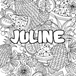 Coloriage prénom JULINE - décor Mandala fruits