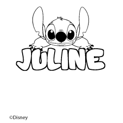 Coloriage pr&eacute;nom JULINE - d&eacute;cor Stitch