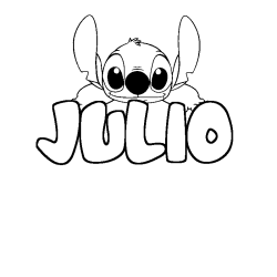Coloriage prénom JULIO - décor Stitch