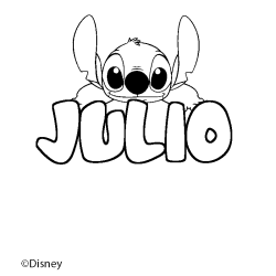 Coloriage pr&eacute;nom JULIO - d&eacute;cor Stitch