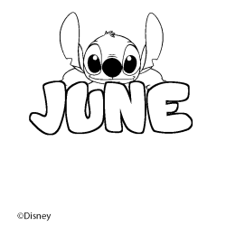 Coloriage pr&eacute;nom JUNE - d&eacute;cor Stitch