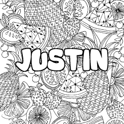 Coloriage JUSTIN - d&eacute;cor Mandala fruits