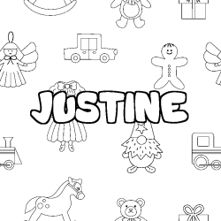 Coloriage JUSTINE - d&eacute;cor Jouets