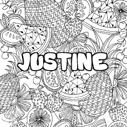 Coloriage JUSTINE - d&eacute;cor Mandala fruits