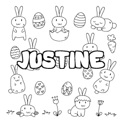 Coloriage JUSTINE - d&eacute;cor Paques