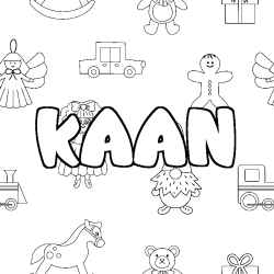 Coloriage prénom KAAN - décor Jouets