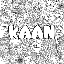 Coloriage prénom KAAN - décor Mandala fruits