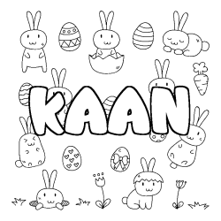 Coloriage pr&eacute;nom KAAN - d&eacute;cor Paques