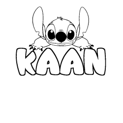 Coloriage prénom KAAN - décor Stitch