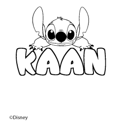Coloriage pr&eacute;nom KAAN - d&eacute;cor Stitch