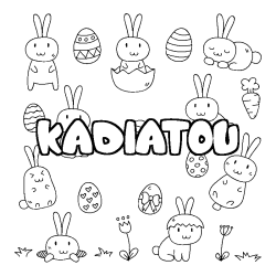 Coloriage pr&eacute;nom KADIATOU - d&eacute;cor Paques