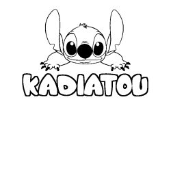 Coloriage prénom KADIATOU - décor Stitch