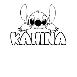 Coloriage prénom KAHINA - décor Stitch