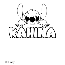 Coloriage pr&eacute;nom KAHINA - d&eacute;cor Stitch