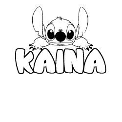 Coloriage prénom KAINA - décor Stitch