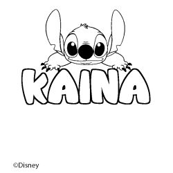 Coloriage pr&eacute;nom KAINA - d&eacute;cor Stitch
