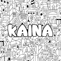Coloriage prénom KAINA - décor Ville