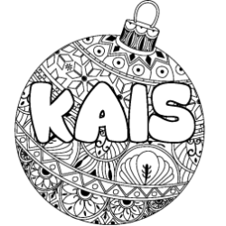Coloriage prénom KAIS - décor Boule de Noël